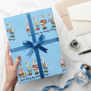 Funny Goose Just Doing My Daddy Things Wrapping Paper Roll Fathers Day Gift TS12 Light Blue Print Your Wear