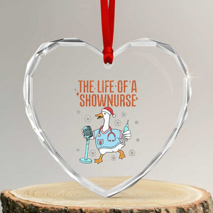 Funny Goose Nurse Christmas Heart Crystal Glass Ornament The Life Of A Shownurrse TS14 Transparent Glass 3'' Heart Print Your Wear