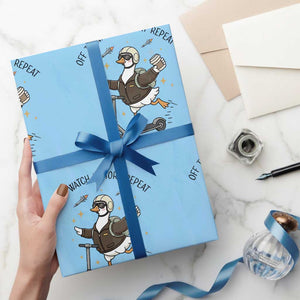 Funny Goose Support Freedom Meme Wrapping Paper Roll Off To Watch History Repart TS14 Light Blue Print Your Wear