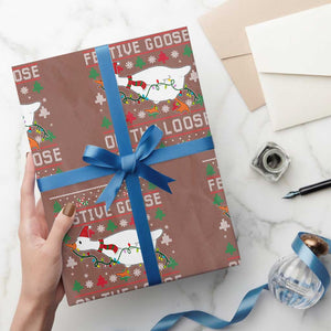 Funny Goose Ugly Christmas Wrapping Paper Roll Festive Goose On The Loose TS10 Mocha Print Your Wear