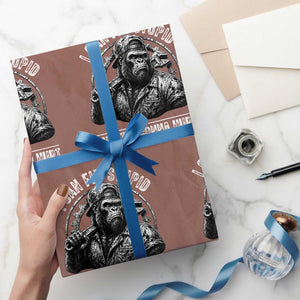 Funny Gorilla Mechanic Wrapping Paper Roll I Can Fix Stupid But Its Gonna Hurt TS12 Mocha Print Your Wear