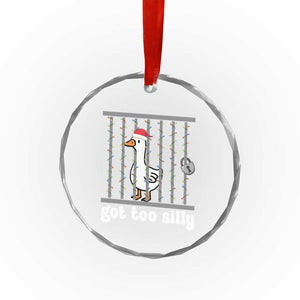 Funny Got Too Silly Christmas Crystal Glass Ornament Santa Goose Pun Humor Animal Lovers TS11 Print Your Wear