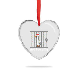 Funny Got Too Silly Christmas Heart Crystal Glass Ornament Santa Goose Pun Humor Animal Lovers TS11 Print Your Wear
