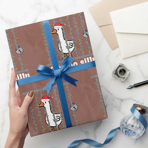 Funny Got Too Silly Christmas Wrapping Paper Roll Santa Goose Pun Humor Animal Lovers TS11 Mocha Print Your Wear