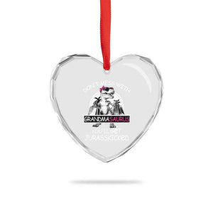 Funny Grandma Dinosaur Heart Crystal Glass Ornament Dont Mess With Grandmasaurus Youll Get Jurasskicked TS02 Print Your Wear