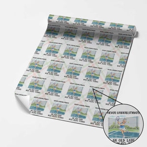 Funny Grandma Tennis Player Gift Wrapping Paper Roll Never Underestimate An Old Lady TS12 Christmas Plaid Print Your Wear