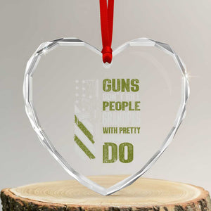 Funny Grandpa Heart Crystal Glass Ornament Guns Dont Kill People Grandpas With Pretty Granddaughters Do US Flag TS10 Transparent Glass 3'' Heart Print Your Wear