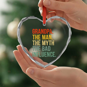Funny Grandpa Heart Crystal Glass Ornament Retro Man Myth Bad Influence Best Funny Fathers Day TS10 Print Your Wear