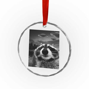 Funny Graphic Racoon Selfie with UFOs Weird Crystal Glass Ornament TS10 Print Your Wear