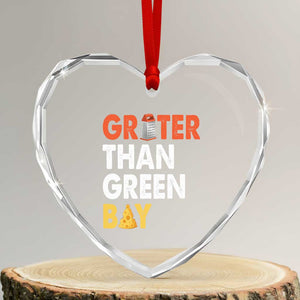 Funny Greater Than Green Bay Cheese Grate Heart Crystal Glass Ornament TS11 Transparent Glass 3'' Heart Print Your Wear