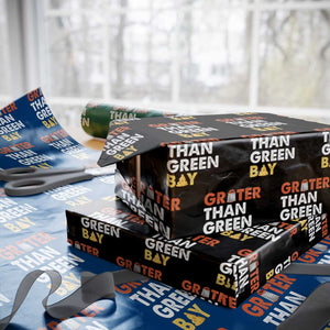 Funny Greater Than Green Bay Cheese Grate Wrapping Paper Roll TS11 Black Print Your Wear