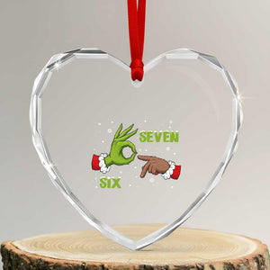Funny Green And Bigfoot Six Seven Meme Heart Crystal Glass Ornament Christmas Trend Gift TS12 Transparent Glass 3'' Heart Print Your Wear