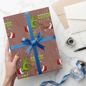 Funny Green And Bigfoot Six Seven Meme Wrapping Paper Roll Christmas Trend Gift TS12 Mocha Print Your Wear