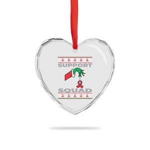 Funny Green Hand Red Ribbon HIV Awareness Heart Crystal Glass Ornament Support Squad Ugly Sweater Gift TS12 Print Your Wear