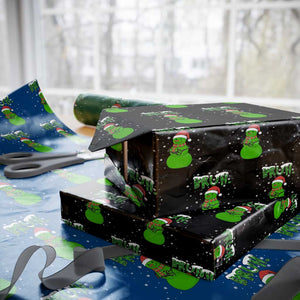 Funny Green Snowman Six Seven Meme Wrapping Paper Roll Christmas Gift For Gen Z TS12 Black Print Your Wear