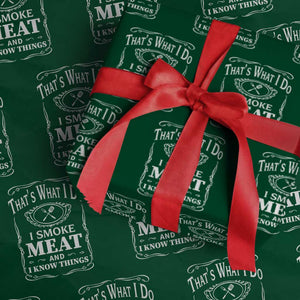 Funny Grilling BBQ Wrapping Paper Roll That's What I Do I Smoke Meat And I Know Things Father's Day TS11 Green Print Your Wear