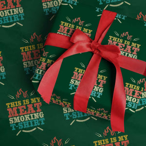 Funny Grilling BBQ Wrapping Paper Roll This Is My Meat Smoking Shirt Retro Fork Father's Day TS11 Green Print Your Wear