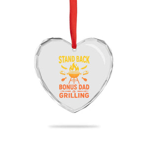Funny Grilling Bonus Dad Heart Crystal Glass Ornament BBQ Stepdad Grill Masters Sarcastic