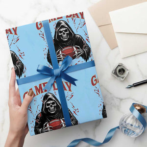 Funny Grim Reaper Dark Football Wrapping Paper Roll Game Day Fan Lifestyle TS12 Light Blue Print Your Wear