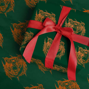 Funny Grizzly Bear Sport Fan Game Day Wrapping Paper Roll TS11 Green Print Your Wear