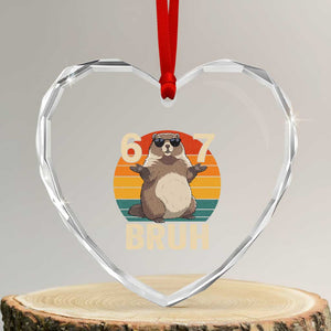 Funny Groundhog 67 Heart Crystal Glass Ornament Six Seven Bruh Retro Vintage Woodchuck Day TS11 Transparent Glass 3'' Heart Print Your Wear