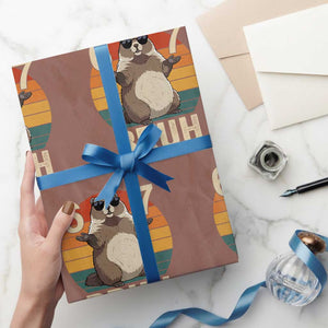Funny Groundhog 67 Wrapping Paper Roll Six Seven Bruh Retro Vintage Woodchuck Day TS11 Mocha Print Your Wear