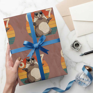 Funny Groundhog 67 Wrapping Paper Roll Six Seven Meme Retro Vintage Woodchuck Day TS11 Mocha Print Your Wear