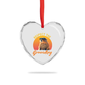 Funny Groundhog Day Heart Crystal Glass Ornament Respect The Groundhog Woodchuck TS11 Print Your Wear