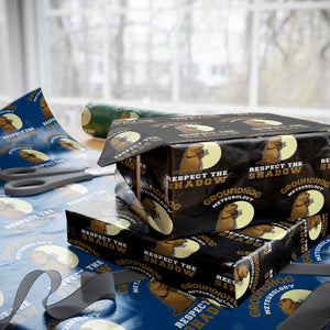 Funny Groundhog Day Wrapping Paper Roll Groundhog Meteorology Respect The Shadow TS11 Black Print Your Wear