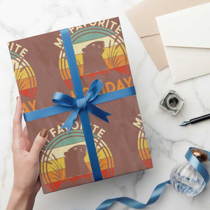 Funny Groundhog Day Wrapping Paper Roll My Favorite Holiday Retro Vintage Woodchuck TS11 Mocha Print Your Wear