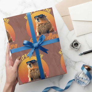 Funny Groundhog Day Wrapping Paper Roll Respect The Groundhog Woodchuck TS11 Mocha Print Your Wear