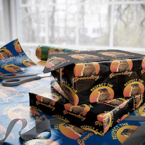 Funny Groundhog Day Wrapping Paper Roll Respect The Groundhog Woodchuck TS11 Black Print Your Wear