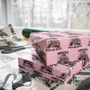 Funny Groundhog Eating Pizza Wrapping Paper Roll Snacks Make Me Nicer TS14 Light Pink Print Your Wear