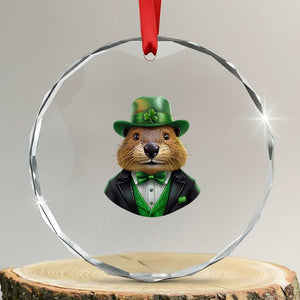 Funny Groundhog Leprechaun Crystal Glass Ornament Woodchuck Happy St Patrick's Day TS02 Transparent Glass 3'' Circle Print Your Wear