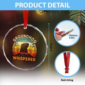 Funny Groundhog Whisperer Crystal Glass Ornament Retro Vintage Woodchuck Lover TS11 Print Your Wear