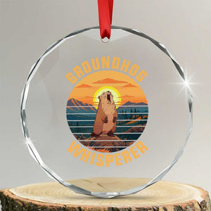 Funny Groundhog Whisperer Crystal Glass Ornament Screaming Woodchuck Mountain Forest TS11 Transparent Glass 3'' Circle Print Your Wear