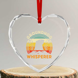 Funny Groundhog Whisperer Heart Crystal Glass Ornament Retro Vintage Woodchuck Lover TS11 Transparent Glass 3'' Heart Print Your Wear