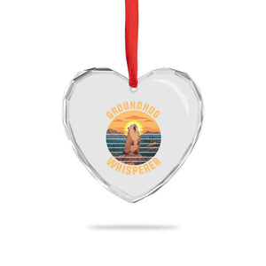 Funny Groundhog Whisperer Heart Crystal Glass Ornament Screaming Woodchuck Mountain Forest TS11 Print Your Wear