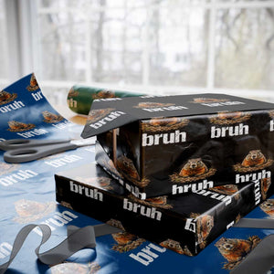 Funny Groundhog Wrapping Paper Roll Ground Hog Meme Lover Bruh Groundhog Day TS10 Black Print Your Wear