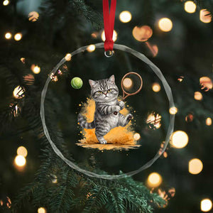 Funny Grumpy Cat Tennis Player Crystal Glass Ornament Gift For Tennis Fans TS12 Print Your Wear