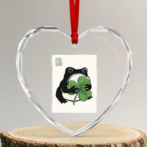 Funny Grumpy Frog Japanese St Patricks Day Heart Crystal Glass Ornament TS11 Transparent Glass 3'' Heart Print Your Wear