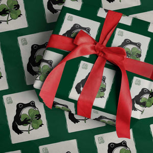 Funny Grumpy Frog Japanese St Patricks Day Wrapping Paper Roll TS11 Green Print Your Wear