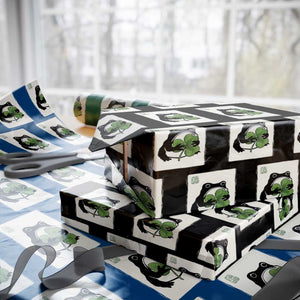 Funny Grumpy Frog Japanese St Patricks Day Wrapping Paper Roll TS11 Black Print Your Wear