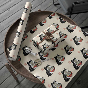 Funny Grumpy Frog Ramen Wrapping Paper Roll Sumi-e Kawaii Ink Painting Japanese TS10 Beige Print Your Wear