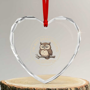 Funny Grumpy Owl Overthinker Heart Crystal Glass Ornament Im Not Overthinking Im Pre Solving Problems Introvert Anxiety Humor