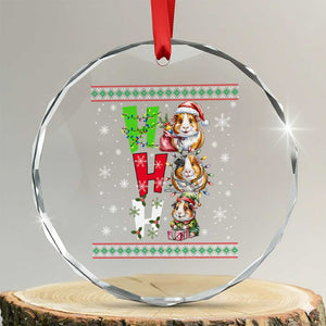 Funny Guinea Pig Ho Ho Ho Ugly Christmas Sweater Crystal Glass Ornament Cute Pet Lover TS12 Transparent Glass 3'' Circle Print Your Wear