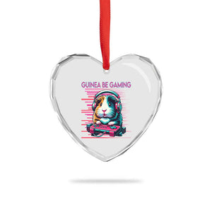 Funny Guinea Pig Video Game Player Gift Heart Crystal Glass Ornament Guinea Be Gaming TS12 Print Your Wear