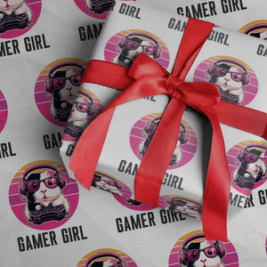 Funny Guinea Pig Video Game Rodent Lover Wrapping Paper Roll Gamers Girl Sunset Retro Gift TS12 White Print Your Wear