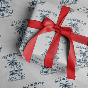 Funny Gulf Of Mexico Social Club Stay Salty Always And Forever Wrapping Paper Roll Coconut Tree Cocktail - Print Your Wear