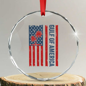 Funny Gulf Of US America Est 2025 Crystal Glass Ornament USA American Flag TS02 Transparent Glass 3'' Circle Print Your Wear